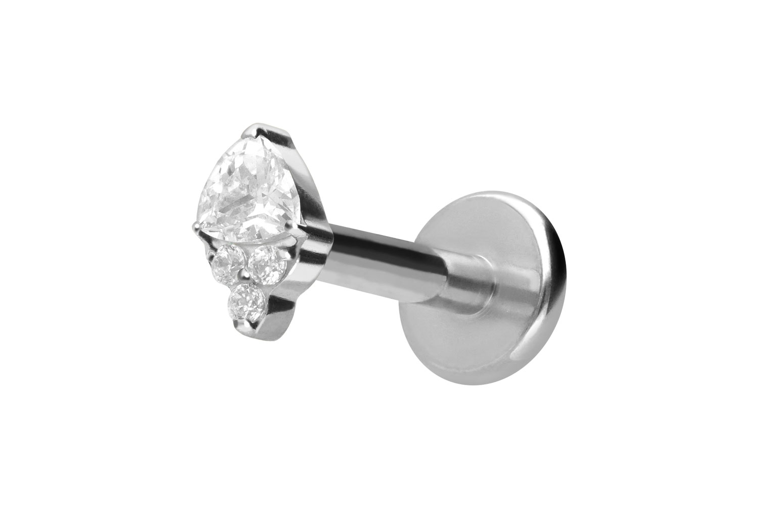 Titan Labret Piercing mit Push Fit EINGEFASSTE KRISTALLE